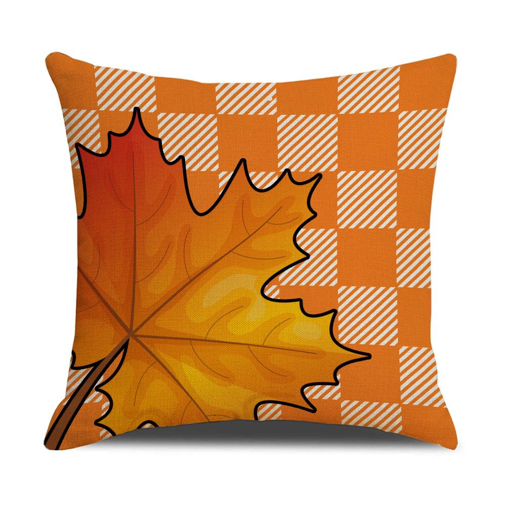Pumpkin Halloween Pillowcase Autumn Maple Leaf Printed Linen Pillowcase Sofa Decorative Cushion Cover