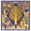 90cm Design Tree of Life Imitation Twill Silk Scarf Luxury Brand Square Scarves Women Hijab Scarf Foulard Neckerchief Bandana