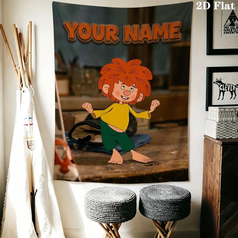 Custom Name Pumuckl Wall Tapestry Aesthetic Wall Hanging Printed Fabric Blanket Decorative Tapestries for Bedroom Living Room Home Decor