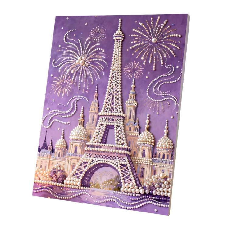 

Pink Castles Themed Pearls Painting Set With Glittering Beads For Adults