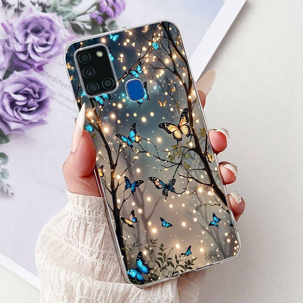 For Samsung A21s Case Cover Clear Fashion Luxury Cute Painted Back Cover For Samsung Galaxy A21s Phone Case A217F A217M A217N