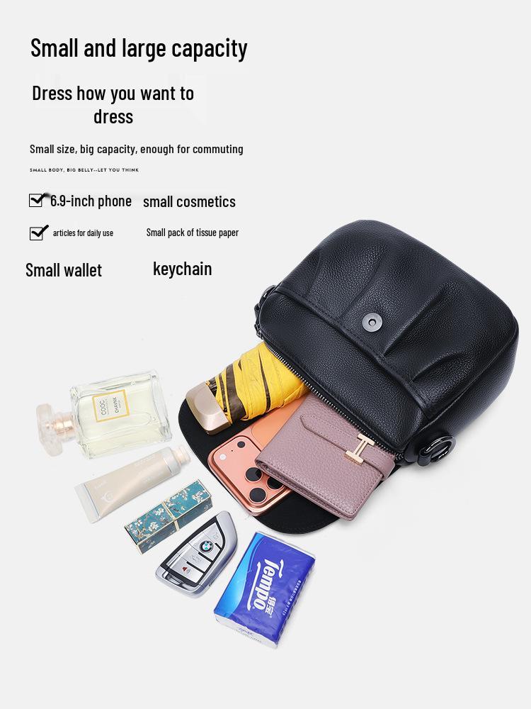 Women's 2026 Fashion Pleated Leather Crossbody Bag - Mini Anti-theft Square Shoulder Bag