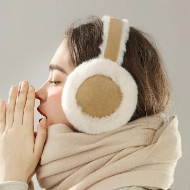 Winter Thicken Fluffy Plush Earmuffs Solid Soft Plush Ear Keep Warmer Fashion Outdoor Earflap Protection Foldable Ear Cover