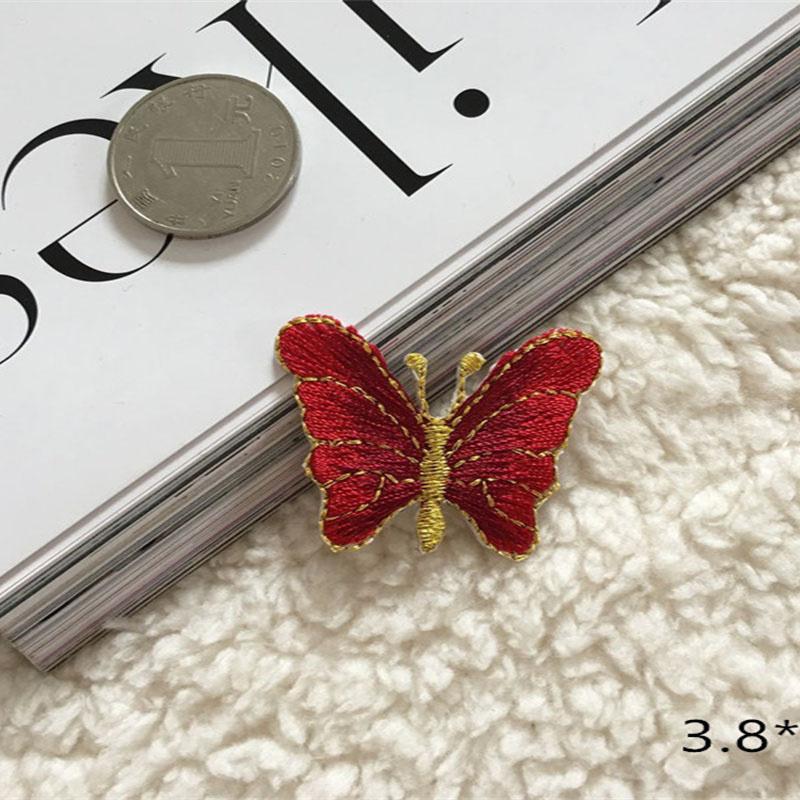 Naklejki na ubrania buty 10 szt. złota nitka motyl haftowana torba z materiału dekoracyjna naszywka pieczęć Diy akcesoria klej wzór z dziurką aplikacja
