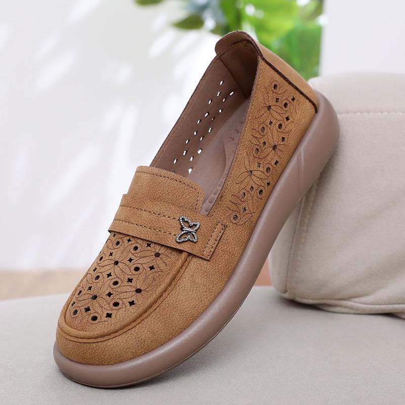 

Middle-aged and elderly leap month mother shoes summer women s shoes one pedal hollow hole shoes comfortable soft sole old Beijing cloth shoes women 40 верблюд