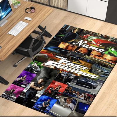 Custom Name Fast & Furious Printed Carpet, for Office Chair Living Room Bedroom Kitchen Room Decor Gifts.
