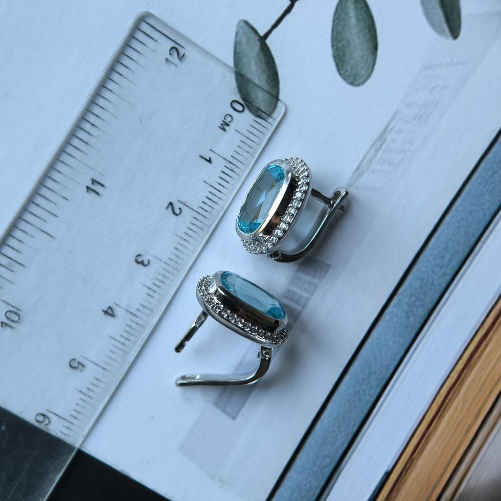 Серебряные серьги с натуральным топазом 10.17ct (2188308)
