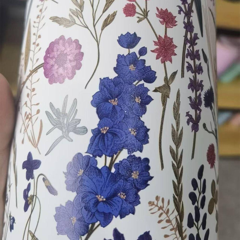 Creative Thermal Water Bottle Portable Stainless Steel Outdoor Insulated Mug Thickened Large Capacity Floral Insulated Bottle
