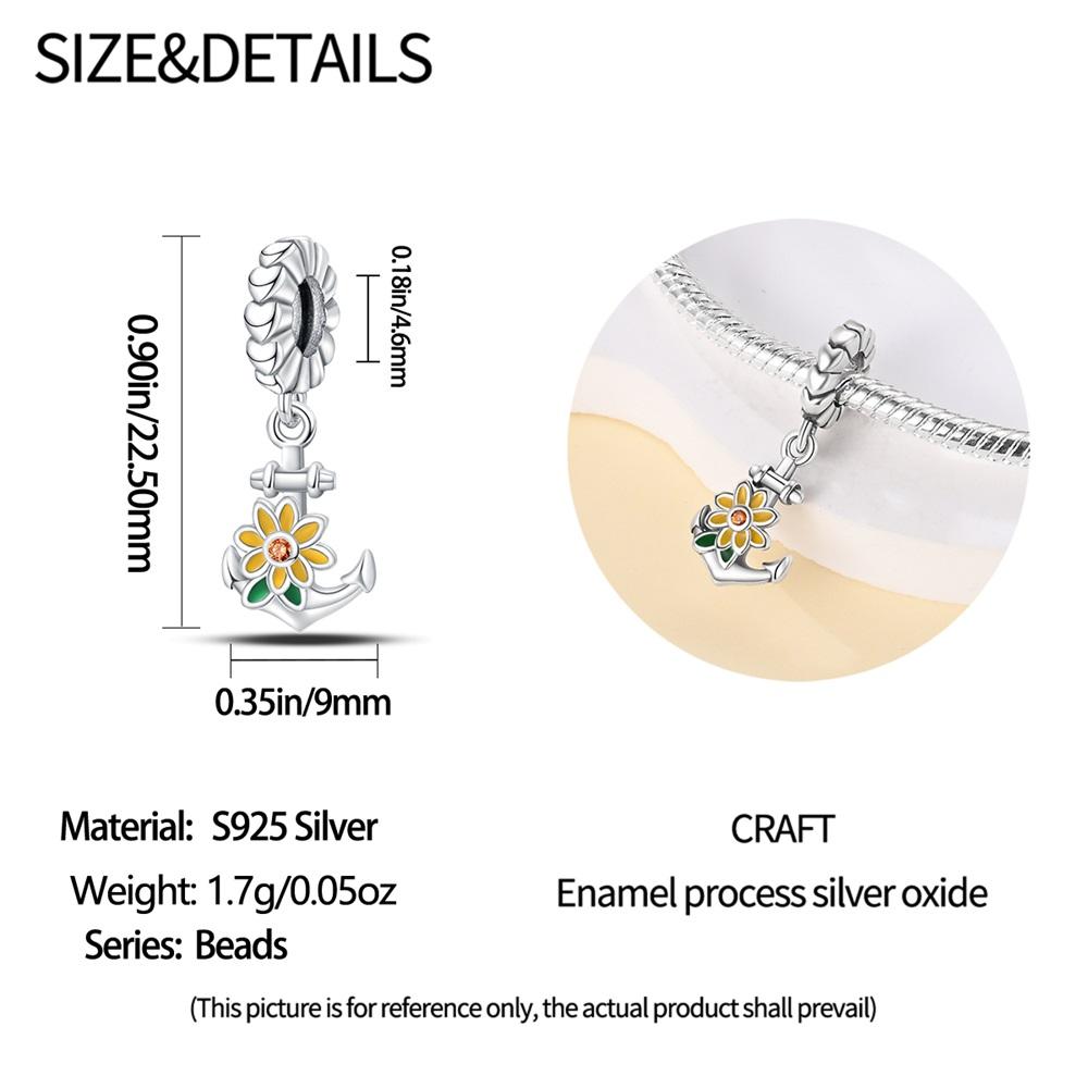 Original Copper Charms Luxury Flower Ship Anchor Pendant Beads Fit Bracelet Diy Women Making Delicate Gift