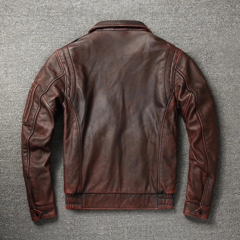 Chinese Size Vintage Genuine Leather Jacket Men Real Cowhide Air Force Flight Suit A2 Pilot Jacket Bomber Jacket Jaquetas Masculina