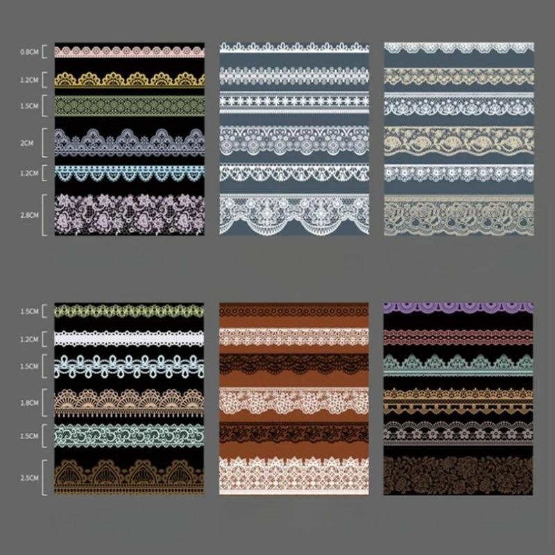 6 Rolls Retro Lace PET Washi Tape Diary Decoration Washitape Cinta Adhesiva Decorativa Scrapbooking Supplies Masking Tape