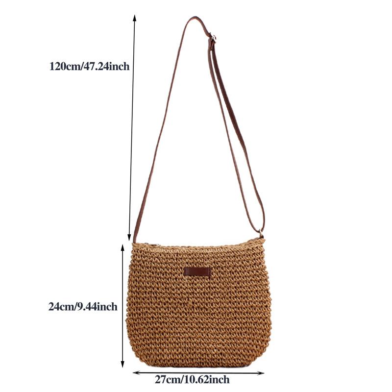 Woven Summer Fashion Straw Bag Beach Holiday Crossbody Bag Shopping Large Capacity Shoulder Handbag Messenger Ladies Women