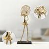 Female Figurine with Ebony Golden Base Form Statue Electroplated Woman Decorative Sculpture