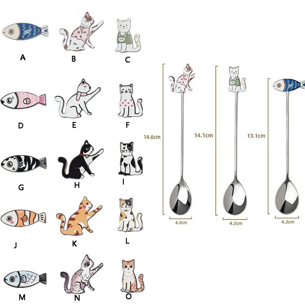 Japanese Korean Style Cartoon Cat Spoon Polished Honey Stirring Spoon New Dessert Spoon