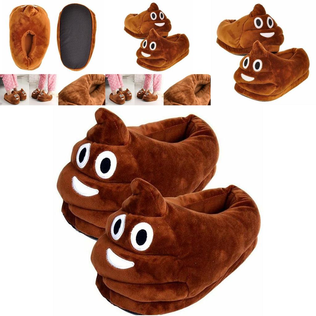 Adorable Brown Poop Emoji Plush Slippers For Men And Women