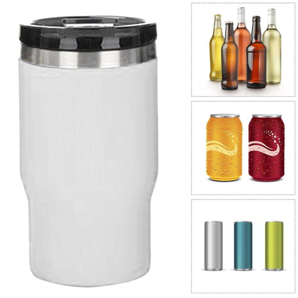 14oz Can Bottle Insulated Holder 304 Stainless Steel Insulated Can Cooler for Outdoor Drinking Car White