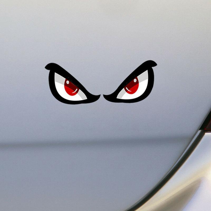 3D Angry Red Eyes Modeling Car Sticker Car Decorative Accessories Sunscreen Waterproof Sticker Motorbike Helmet Reflective Decal