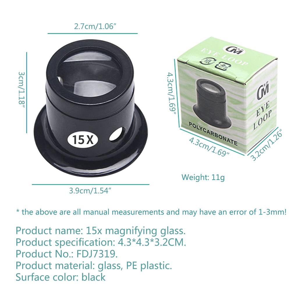 Jewelers Loupe Portable Monocular Magnifier Experimental Tools Magnifying Glass Jewelry Tools for Eye Magnifier Lens