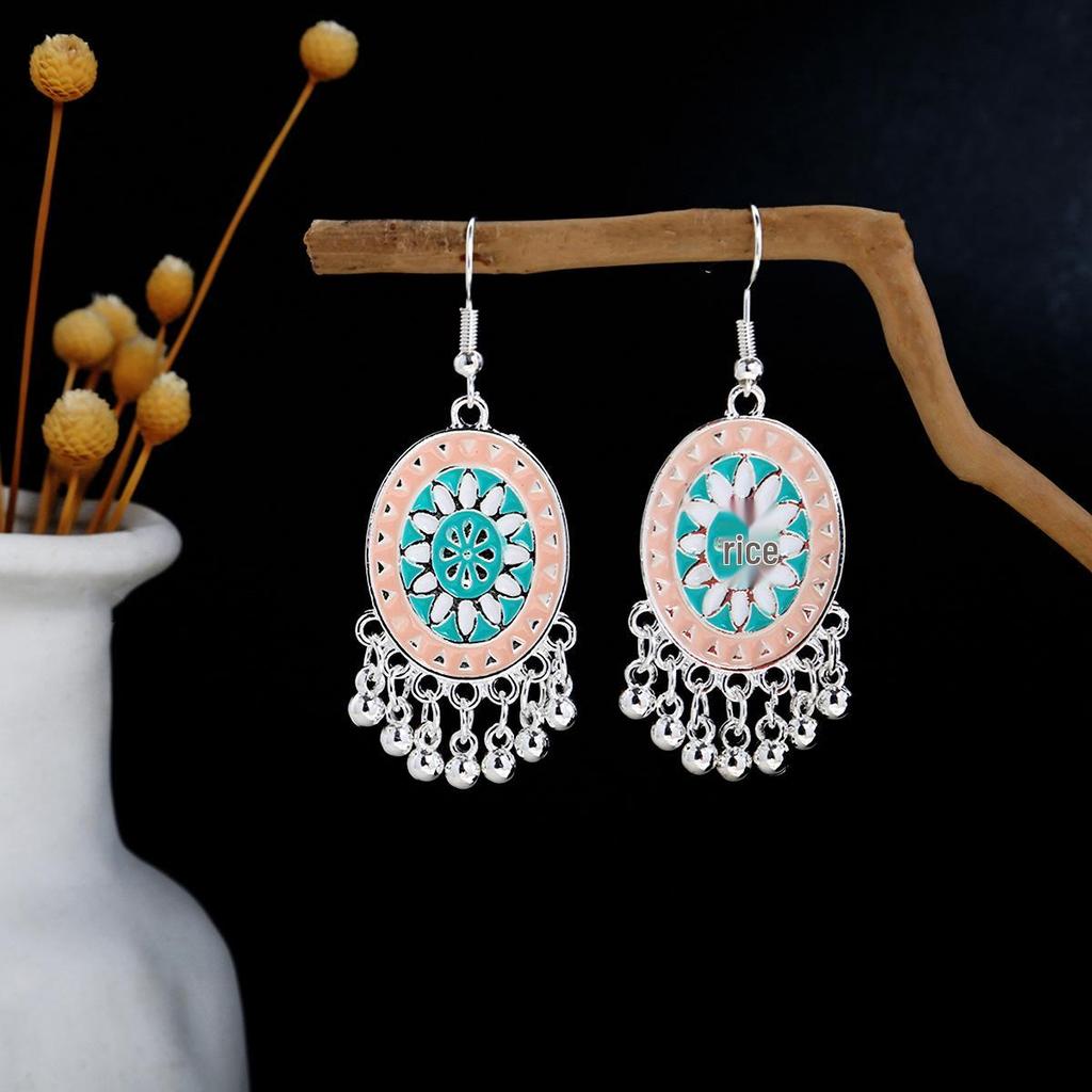 Vintage Ethnic Miao Silver Teardrop Tassel Earrings