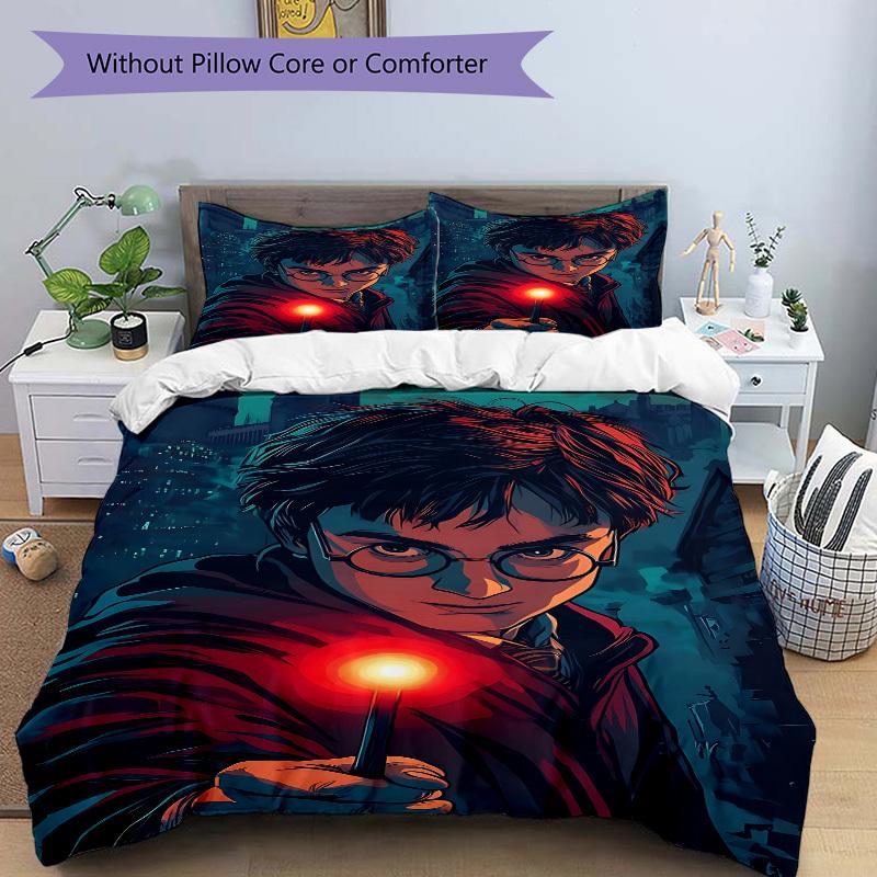 3pcs bedding set Harry Potter Includes 1 Comforter + 2 Pillowcases, Without Pillow Inserts, Soft Comfortable, Lightweight Breathable, Printe