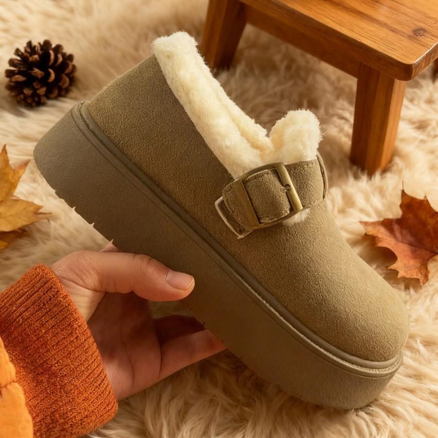 

Casual thick-soled fluffy snow boots women s autumn and winter thickened and velvet warm Birkenstocks cotton shoes non-slip 35