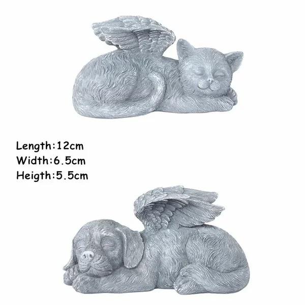 Resin Angel Dog Cat Statue Garden Decoration Puppy Tombstone Sculpture Ornament Garden Home Decor Gift