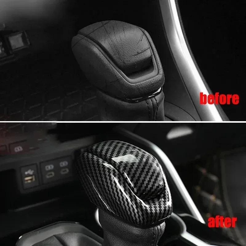 For Toyota Grand Highlander 2024 2025 ABS Carbonfiber Black Chrome Gear Lever Head Shift Knob Handle Cover Interior Accessories