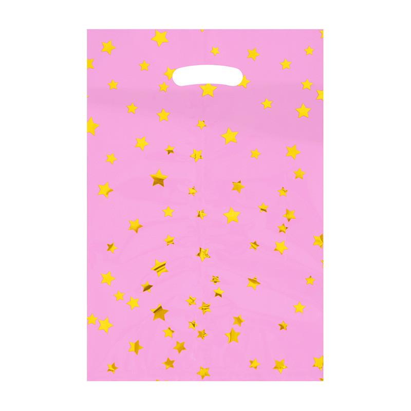 

10 шт. Детские праздничные сумки большого размера, сумки для конфет на день рождения, сумки для вечеринок(звездный узор 6 цветов) One Size розовый