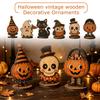 Vintage Halloween Holzdeko Ornamente Set von 6