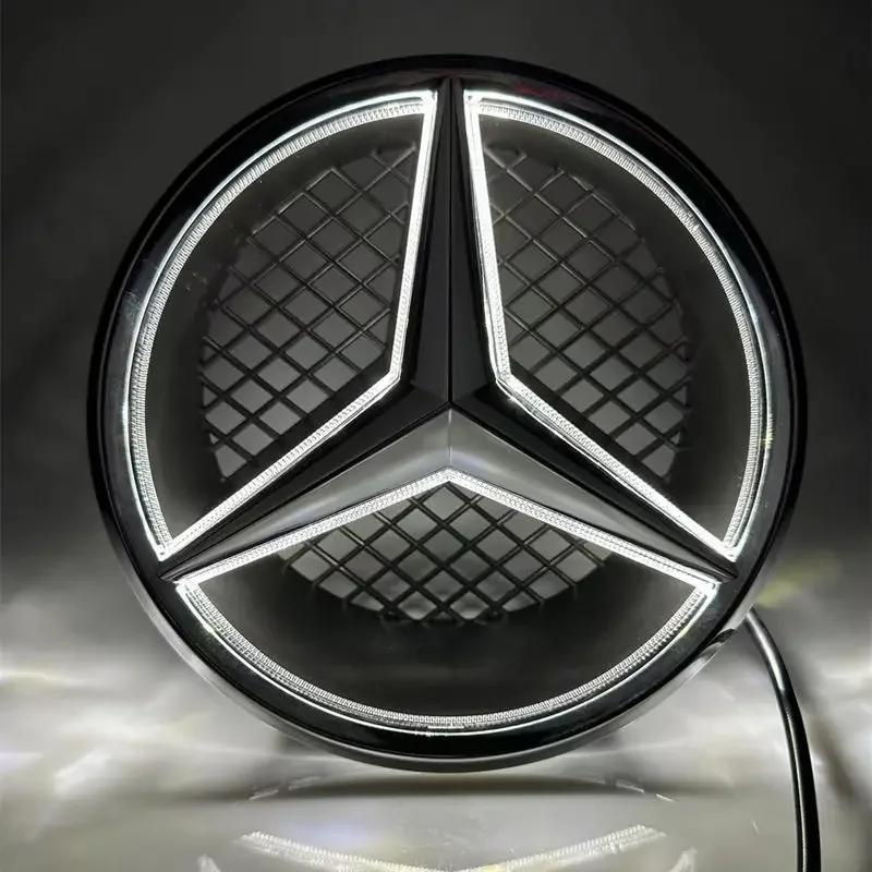 

Автомобільна наклейка Автомобільний передній решітчастий зірковий герб Світлодіодний підсвічуваний логотип Біле Синє Червоне Світло для Mercedes Benz W205 C E R ML GL GLA CLA C Glowing white