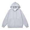 Womens Zip Up Hooded Sweatshirt Loose Fit Solid Color Casual Versatile Multiple Colors American Street Style