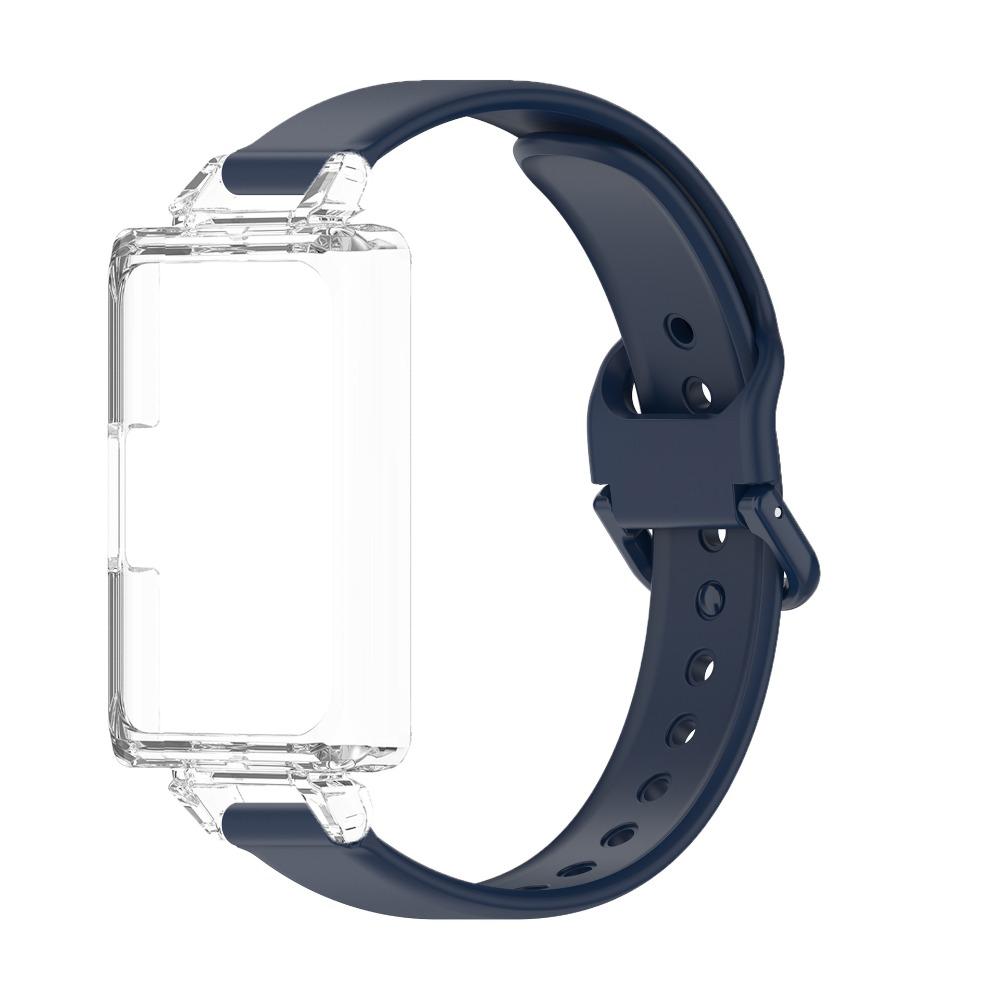 

Special 2 in 1 PC Case + Silicone Strap For Huawei Band 11 Pro With Nail Buckle & Built-in Spring Bar, Foldable Magnetic Clasp Wristband Replacement полуночно-синий