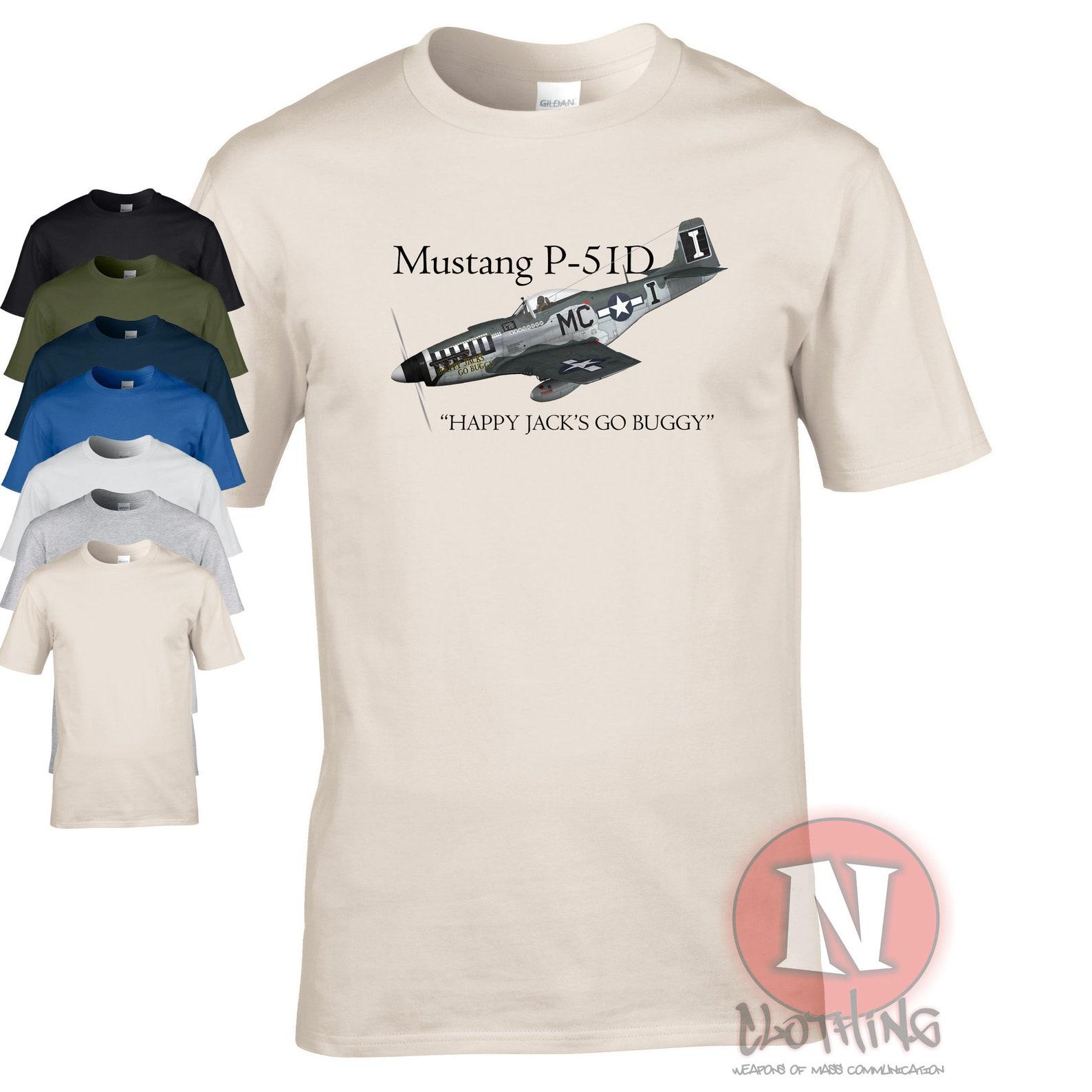 P51 Mustang Happy Jack s go buggy fighter aircraft T-Shirt USAF design. The legendary World War 2 fighter aircraft L