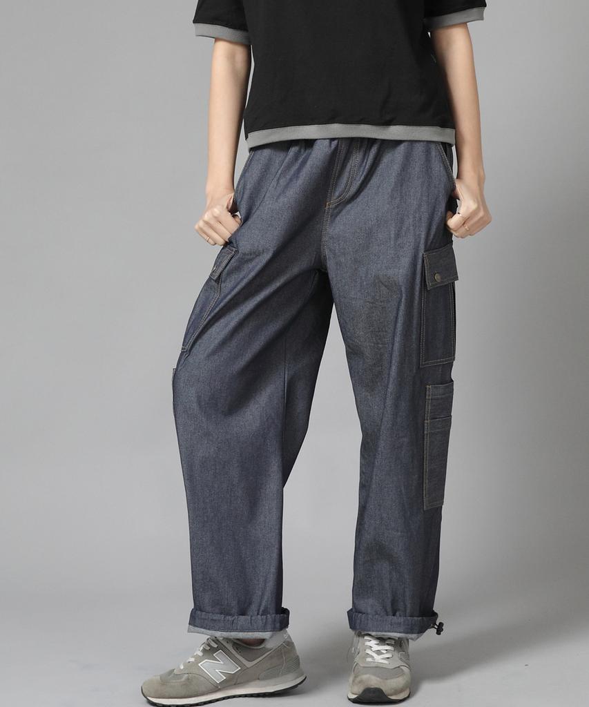 Seinteukeulu Double Cargo String Jogger Pants Dcj-338 Denim Light Indigo