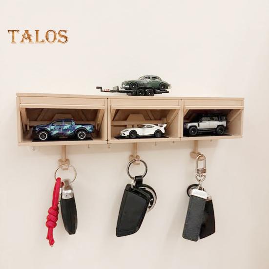 Wall Mount Key Holder Car Garage with Opening Door Easy Installation 3D Key Holder Storage Rack for Entryway