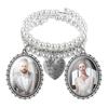 Armreif mit Bouquet-Bildanhänger, ovalem Glas-Cabochon, Hochzeitsfoto-Anhänger, herzförmigem Anhänger und Perle für Brautparty