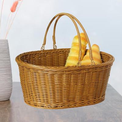 Handwoven Storage Basket Multipurpose Decor for Home Garden with Handle Imitation Rattan Portable
