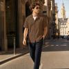 Men's Casual Short Sleeve Shirt Cotton Linen Blend Button Down Collar Lightweight Summer Top Beachwear