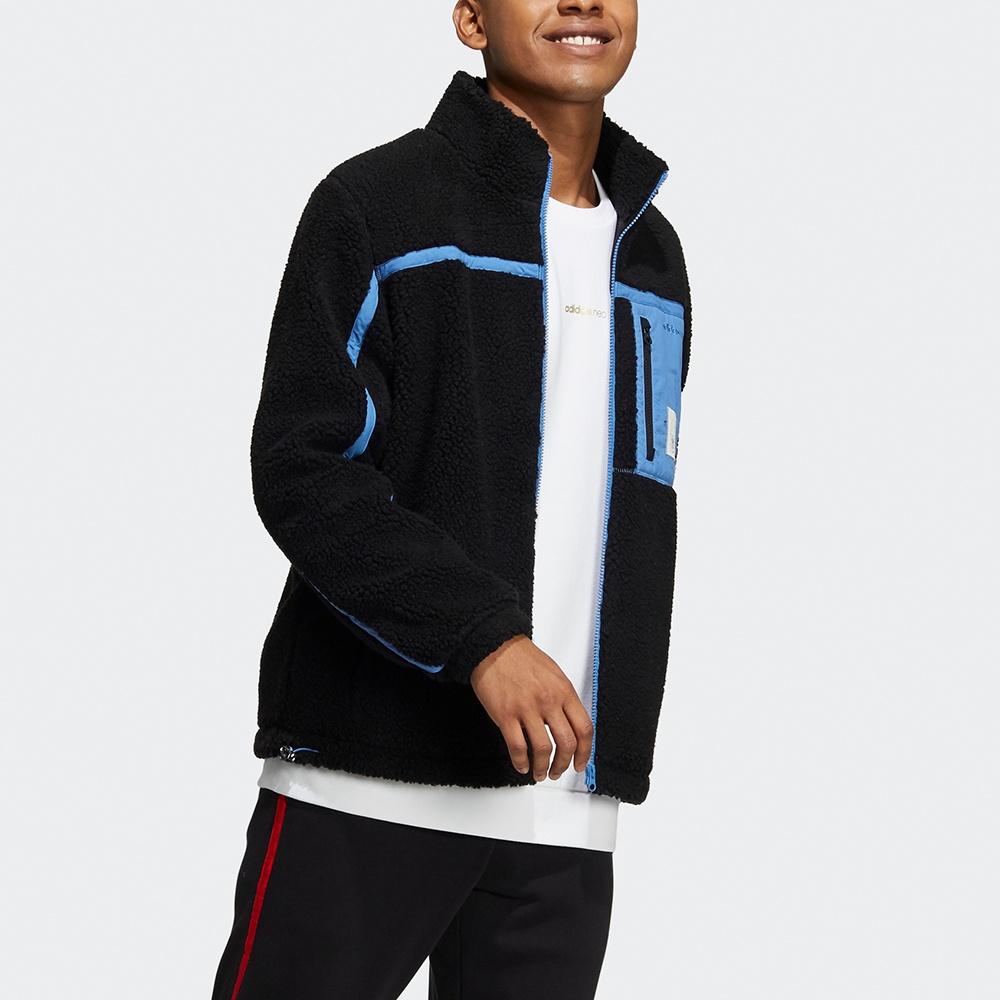 adidas neo U Radio W Jkt Contrasting Colors Pocket Fleece Stay Warm logo Sports Stand Collar Jacket Black Unisex HG9038