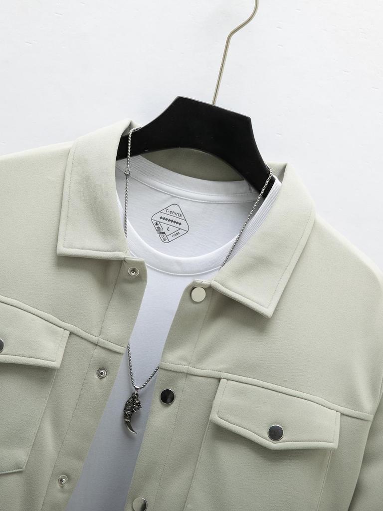 2024 Autumn/Winter Men's Casual Lapel Slim Fit Jacket with Double Pockets