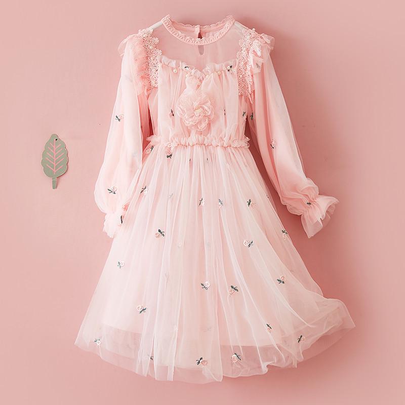 Girls Summer Princess Dress with Stylish Mesh Puffy Skirt for Spring and Autumn 110