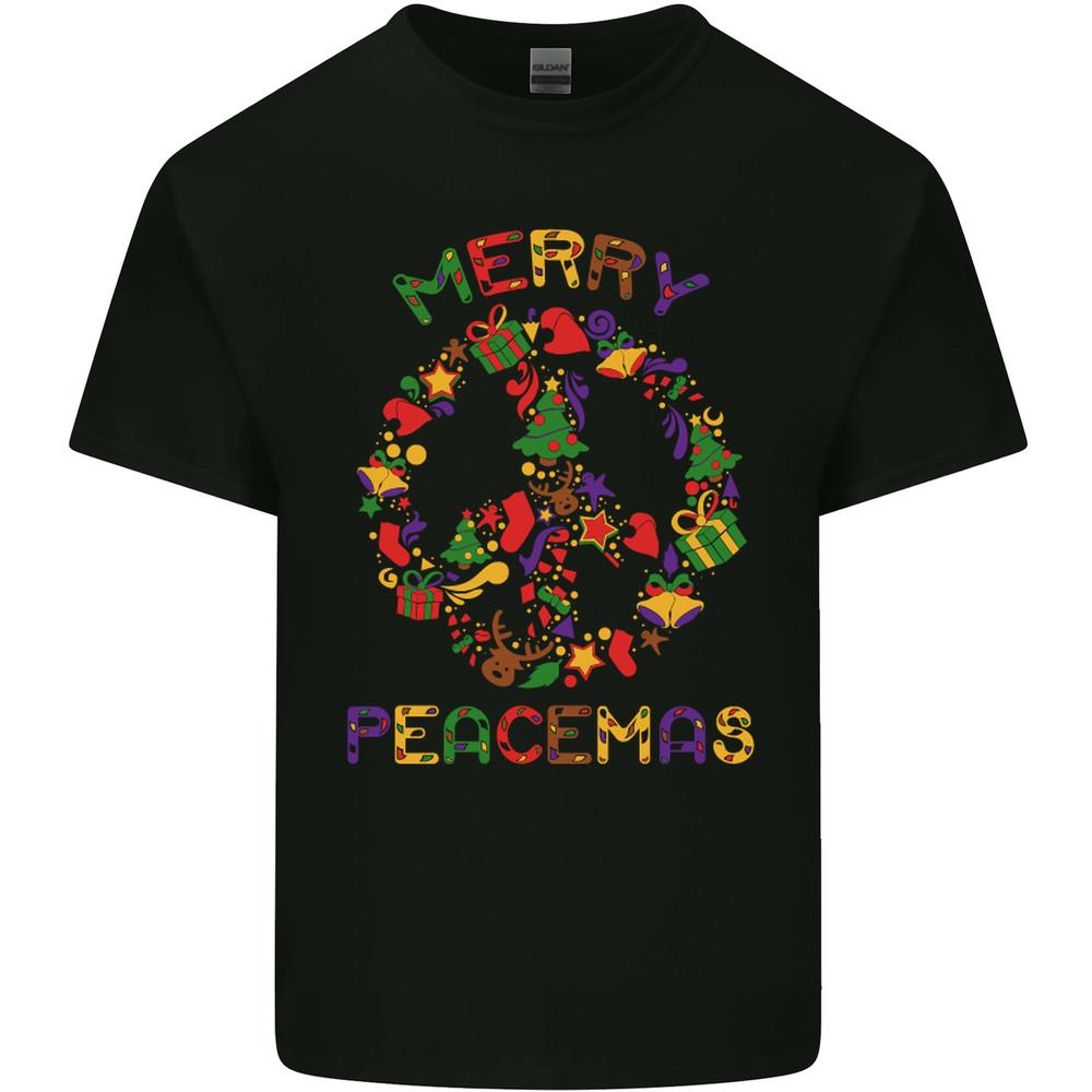 Merry Peacemas Christmas Peace Wreath Mens Light Cotton T-Shirt Unisex T-Shirt L