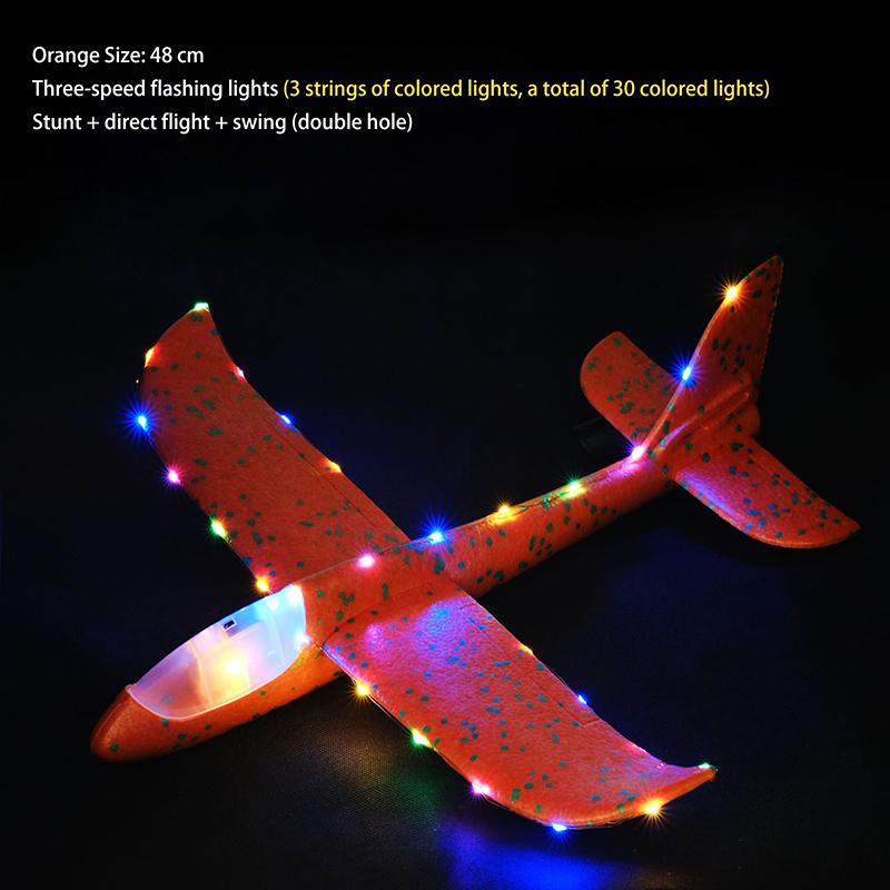 1 Set Outdoor Game Aircraft Model 24/48Cm Foam Plane Kits Flying Glider Toy With Led Light Hand Throw Airplane Toys For Kids