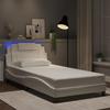 VidaXL Bed Frames with LED Lights, Upholstered Bed with Headboard, Single Bed, Adult Bedroom Bed, Modern, White 100x200 Cm 3214002