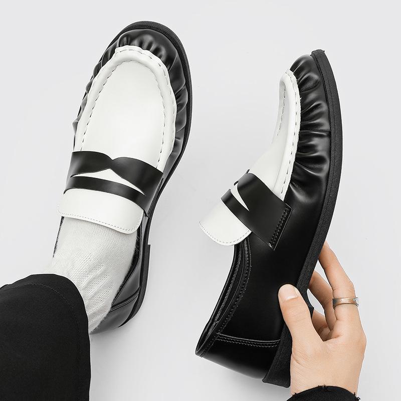 

Men s Plus Size European & American Fashion Casual Leather Loafers 44 чорний/білий