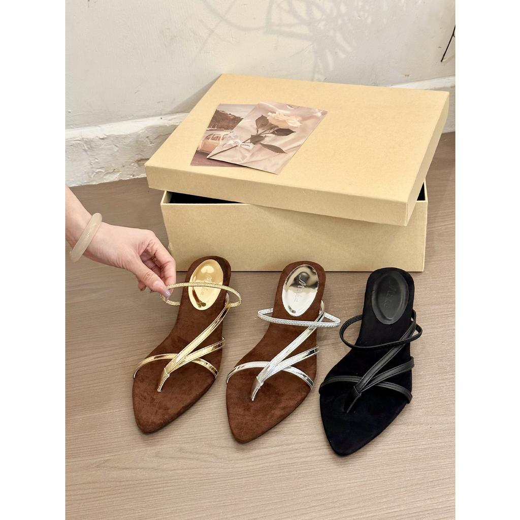 MIKE uraltes Gefühl zwei tragen! Retro Wildleder spitze Zehe mit Keilabsatz Sandalen Damen Sommer Zehensandalen