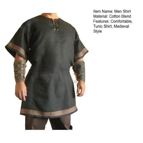 Viking Kriger Kostyme Middelalder Menn Skjorte Viking Ridder Antrekk Vintage Renessanse Nordisk Pirat Tunika Skjorte for Cosplay Sceneopptredener