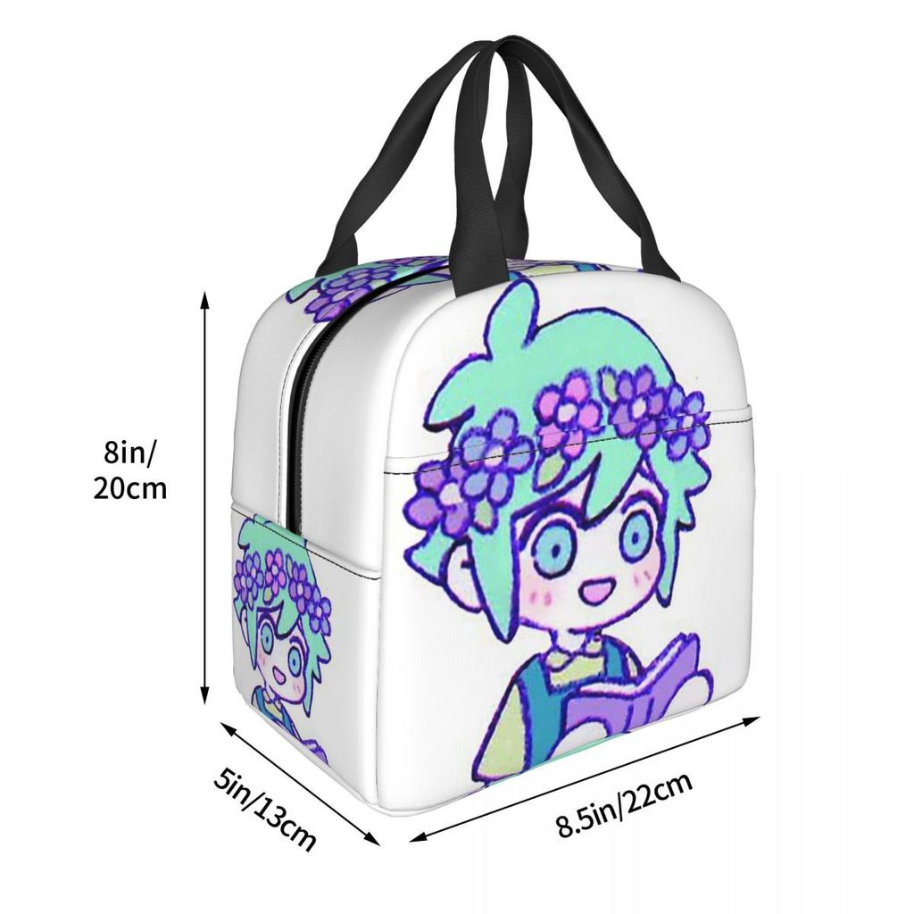 Cute Basil Omori Emote Insulated Lunch Bag for Women Children Leakproof Food Boxes Thermal Lunch Box Tote