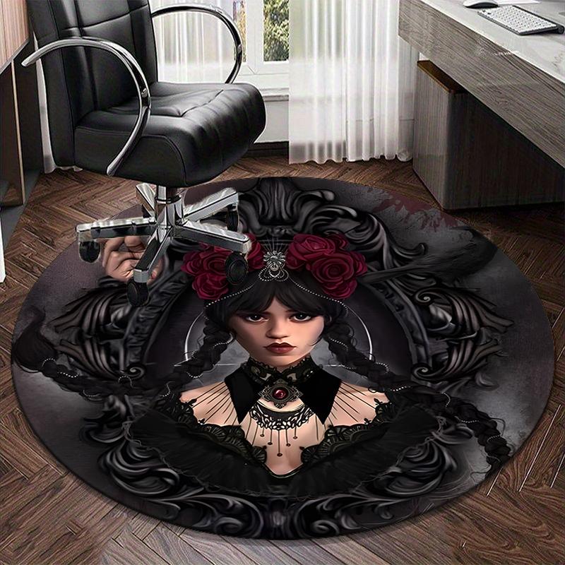Gothic Beauty Portrait round carpet Chair cushion Round Entryway Rug, Soft Round Rugs for Living Room, Bedroom, Circle Carpet decor gifts