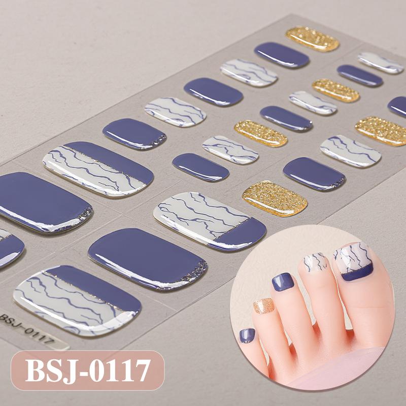 3D Waterproof Semi Cured UV Gel Toe Stickers for Nail Art-Luxurious Style Easy Apply